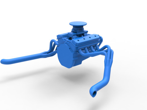 Engine of Vintage Asphalt Modified stock car Scale 1 to 25 3D Print Model