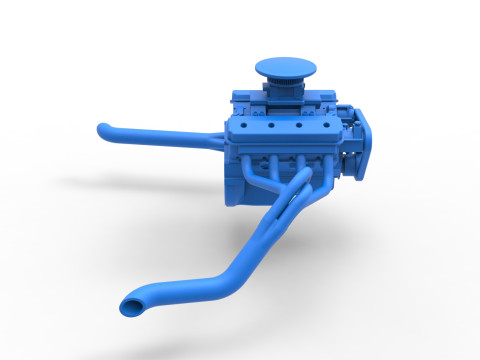 Engine of Vintage Asphalt Modified stock car Scale 1 to 25 3D Print Model