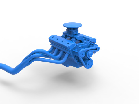 Engine of Vintage Asphalt Modified stock car Scale 1 to 25 3D Print Model