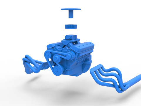 Engine of Vintage Asphalt Modified stock car Scale 1 to 25 3D Print Model