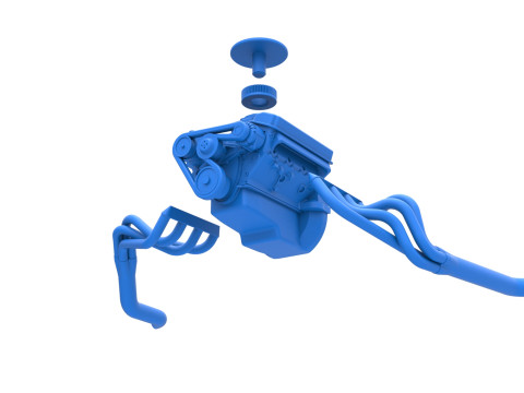 Engine of Vintage Asphalt Modified stock car Scale 1 to 25 3D Print Model