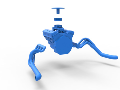 Engine of Vintage Asphalt Modified stock car Scale 1 to 25 3D Print Model