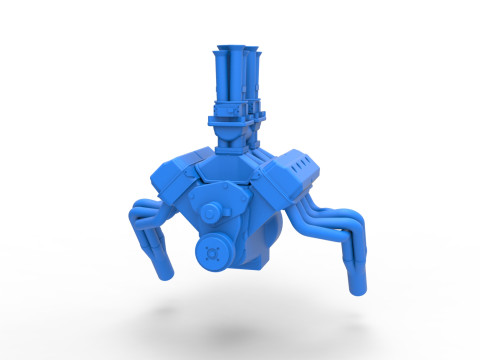 Gasser 버전 2 엔진 규모 1~25 3D 프린트 모델