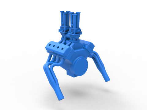 Gasser 버전 2 엔진 규모 1~25 3D 프린트 모델