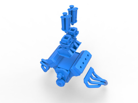 Gasser 버전 2 엔진 규모 1~25 3D 프린트 모델