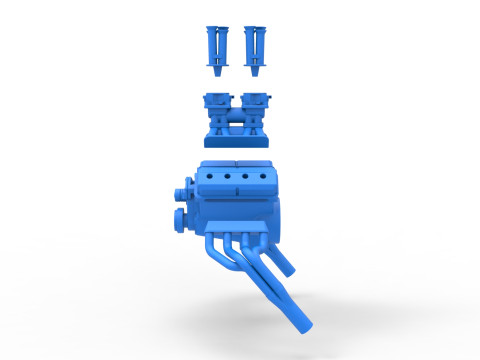 Gasser 버전 2 엔진 규모 1~25 3D 프린트 모델