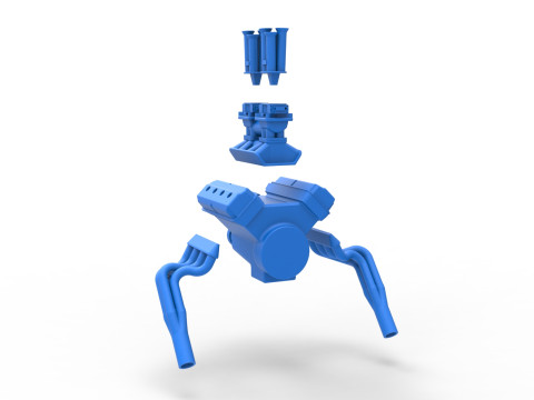 Gasser 버전 2 엔진 규모 1~25 3D 프린트 모델