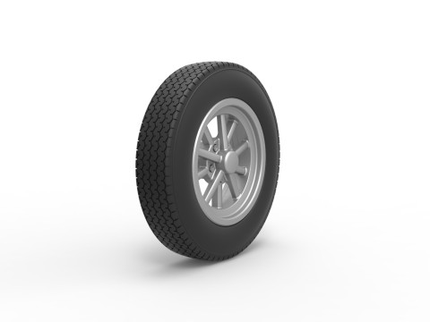 올드 스쿨 드래그스터 버전 6 스케일 1 ~ 25의 앞바퀴 3D 프린트 모델