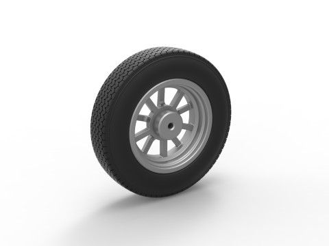 올드 스쿨 드래그스터 버전 6 스케일 1 ~ 25의 앞바퀴 3D 프린트 모델