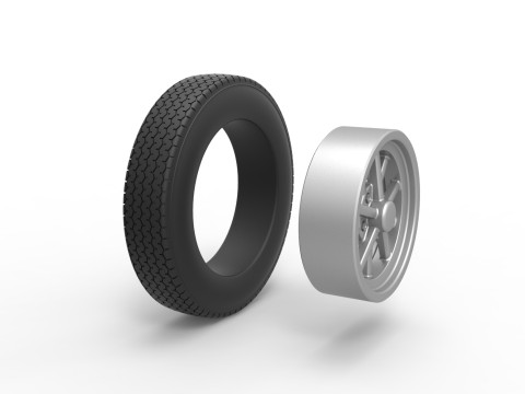 올드 스쿨 드래그스터 버전 6 스케일 1 ~ 25의 앞바퀴 3D 프린트 모델