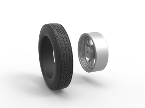 올드 스쿨 드래그스터 버전 6 스케일 1 ~ 25의 앞바퀴 3D 프린트 모델