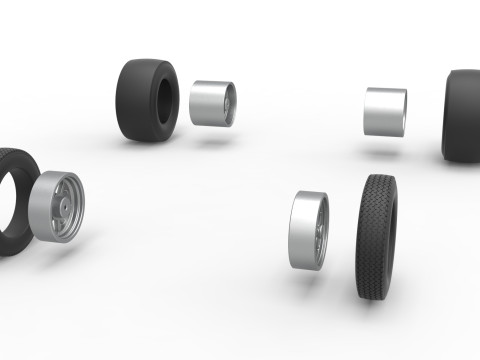 Набір коліс Gasser Version 2 Масштаб від 1 до 25 3D Принт Модель