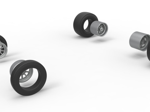 Набір коліс Gasser Version 2 Масштаб від 1 до 25 3D Принт Модель