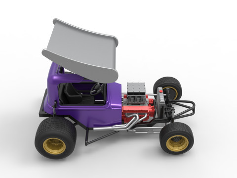 Mobil stok Supermodifikasi Bersayap Vintage untuk Skala Kotoran 1 hingga 25 Model Cetak 3D