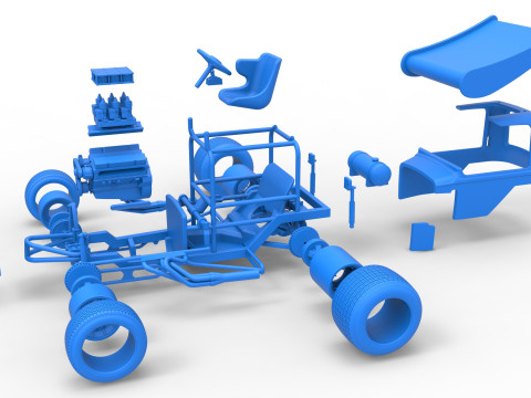 Mobil stok Supermodifikasi Bersayap Vintage untuk Skala Kotoran 1 hingga 25 Model Cetak 3D