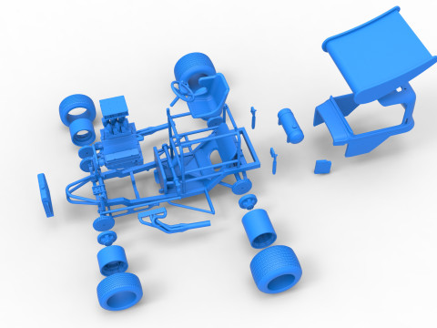 Mobil stok Supermodifikasi Bersayap Vintage untuk Skala Kotoran 1 hingga 25 Model Cetak 3D