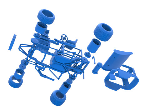 Mobil stok Supermodifikasi Bersayap Vintage untuk Skala Kotoran 1 hingga 25 Model Cetak 3D