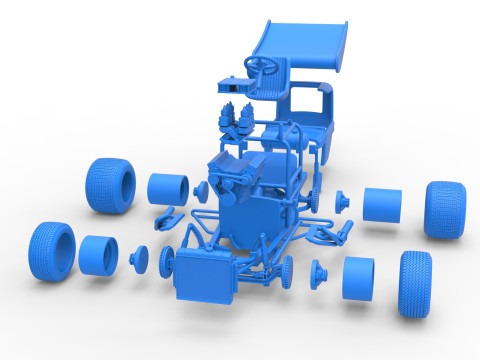 Mobil stok Supermodifikasi Bersayap Vintage untuk Skala Kotoran 1 hingga 25 Model Cetak 3D