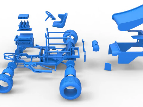 더트 스케일 1~25용 빈티지 날개 슈퍼수정 스톡 카 3D 프린트 모델