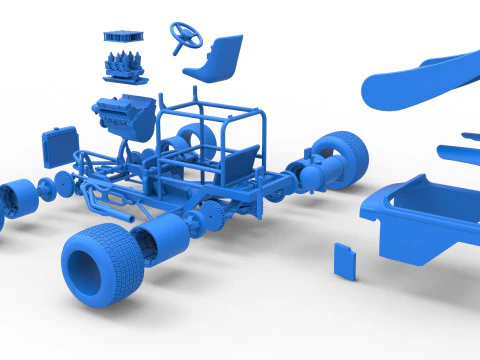 더트 스케일 1~25용 빈티지 날개 슈퍼수정 스톡 카 3D 프린트 모델