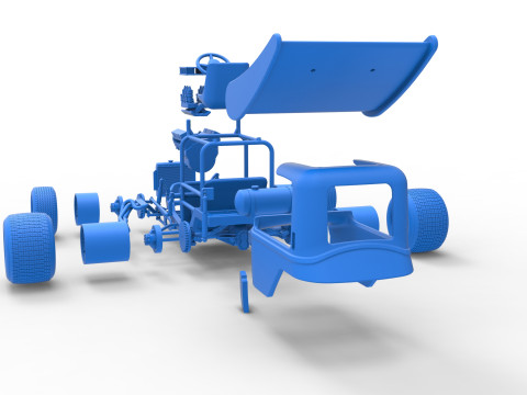 Mobil stok Supermodifikasi Bersayap Vintage untuk Skala Kotoran 1 hingga 25 Model Cetak 3D