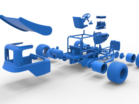 Mobil stok Supermodifikasi Bersayap Vintage untuk Skala Kotoran 1 hingga 25 Model Cetak 3D