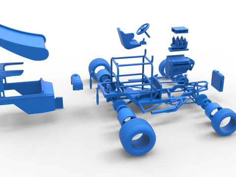 Mobil stok Supermodifikasi Bersayap Vintage untuk Skala Kotoran 1 hingga 25 Model Cetak 3D