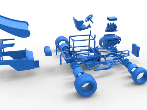 더트 스케일 1~25용 빈티지 날개 슈퍼수정 스톡 카 3D 프린트 모델