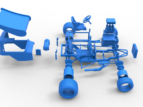 Mobil stok Supermodifikasi Bersayap Vintage untuk Skala Kotoran 1 hingga 25 Model Cetak 3D