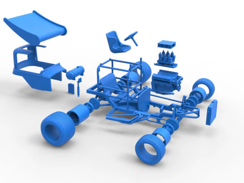 더트 스케일 1~25용 빈티지 날개 슈퍼수정 스톡 카 3D 프린트 모델