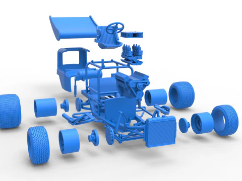 더트 스케일 1~25용 빈티지 날개 슈퍼수정 스톡 카 3D 프린트 모델