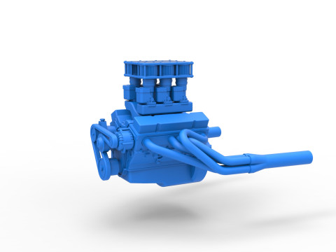 Mesin mobil stok Supermodifikasi Vintage Versi 3 Skala 1 hingga 25 Model Cetak 3D