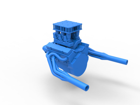 빈티지 슈퍼수정 스톡 카 엔진 버전 3 스케일 1 ~ 25 3D 프린트 모델