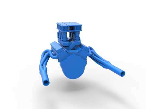 빈티지 슈퍼수정 스톡 카 엔진 버전 3 스케일 1 ~ 25 3D 프린트 모델