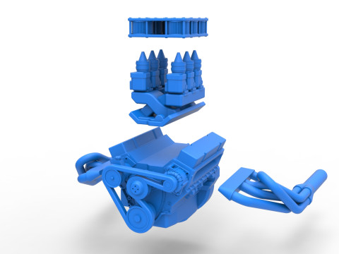 빈티지 슈퍼수정 스톡 카 엔진 버전 3 스케일 1 ~ 25 3D 프린트 모델