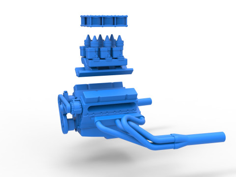 빈티지 슈퍼수정 스톡 카 엔진 버전 3 스케일 1 ~ 25 3D 프린트 모델