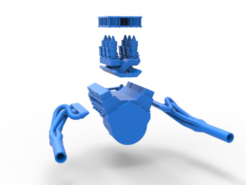 빈티지 슈퍼수정 스톡 카 엔진 버전 3 스케일 1 ~ 25 3D 프린트 모델