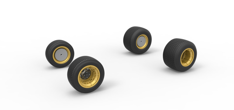 Conjunto de rodas de stock car vintage dirt supermodificado escala 1 a 25 Modelo de Impressão 3D .c4d .max .obj .3ds .fbx .stl .blend