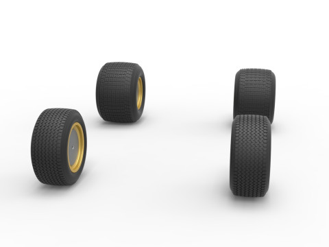 Conjunto de rodas de stock car vintage dirt supermodificado escala 1 a 25 Modelo de Impressão 3D