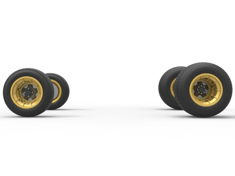 Conjunto de rodas de stock car vintage dirt supermodificado escala 1 a 25 Modelo de Impressão 3D