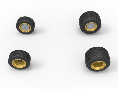 Conjunto de rodas de stock car vintage dirt supermodificado escala 1 a 25 Modelo de Impressão 3D