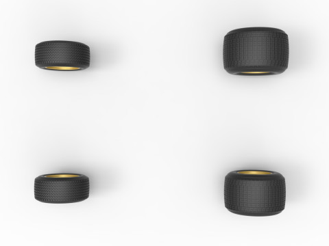 Conjunto de rodas de stock car vintage dirt supermodificado escala 1 a 25 Modelo de Impressão 3D