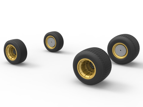 Conjunto de rodas de stock car vintage dirt supermodificado escala 1 a 25 Modelo de Impressão 3D