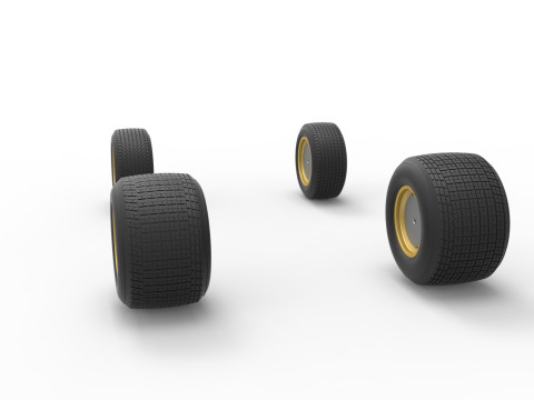 Conjunto de rodas de stock car vintage dirt supermodificado escala 1 a 25 Modelo de Impressão 3D