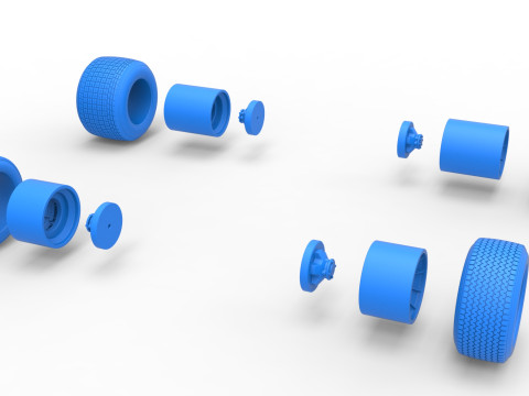 Conjunto de rodas de stock car vintage dirt supermodificado escala 1 a 25 Modelo de Impressão 3D