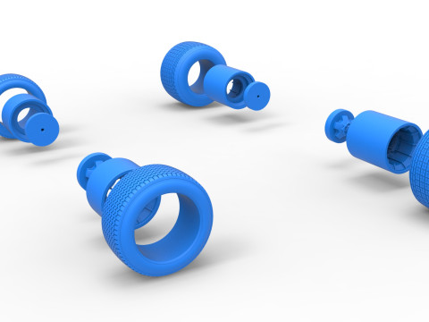 Conjunto de rodas de stock car vintage dirt supermodificado escala 1 a 25 Modelo de Impressão 3D