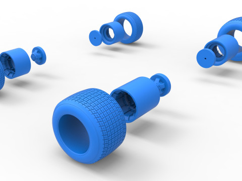 Conjunto de rodas de stock car vintage dirt supermodificado escala 1 a 25 Modelo de Impressão 3D