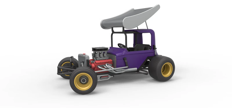 Vintage Winged Supermodified stock car for Dirt while turning Scale 1 to 25 3D Print Model .c4d .max .obj .3ds .fbx .stl .blend 