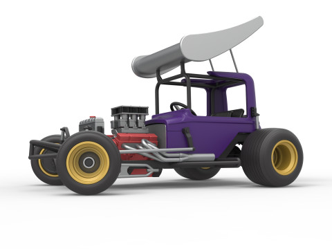 Mobil stok Supermodifikasi Bersayap Vintage untuk Kotoran sambil memutar Skala 1 hingga 25 Model Cetak 3D