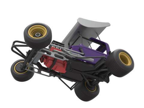 Mobil stok Supermodifikasi Bersayap Vintage untuk Kotoran sambil memutar Skala 1 hingga 25 Model Cetak 3D